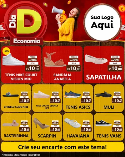 Modelo de Rede Social para Feed Instagram com o tema Dia D Economia para Calçados