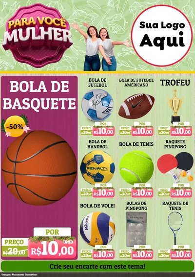 Modelo de Encarte para Encarte A4 Vertical com o tema Para Você Mulher para Artigos Esportivos