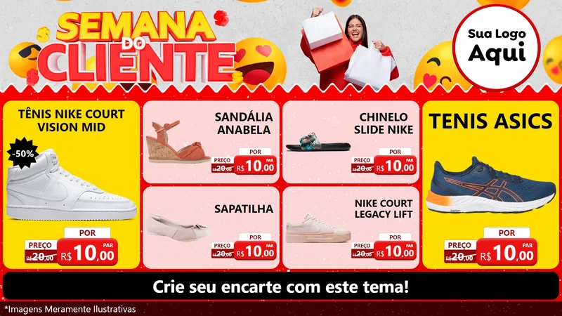 Modelo de TV para TV Horizontal com o tema Semana do Cliente para Calçados