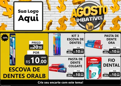 Modelo de Encarte para Encarte A4 Horizontal com o tema Agosto imbatível para Higiene Pessoal