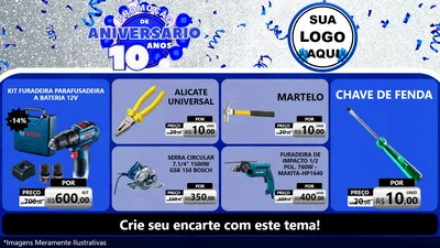 Modelo de TV para TV Horizontal com o tema Promoção de Aniversário - 10 Anos para Maquinas e Ferramentas