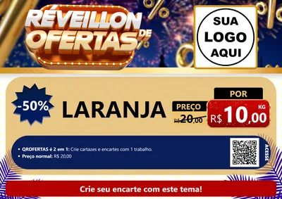 Modelo de Cartaz para Cartaz A4 Horizontal com o tema Réveillon de Ofertas para Hortifrúti