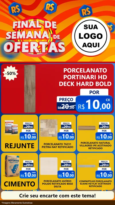 Modelo de Rede Social para Stories com o tema Final de Semana de Ofertas para Pisos e revestimentos