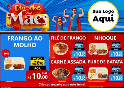 Modelo de Encarte para Encarte A4 Horizontal com o tema Dia das Mães para Restaurante