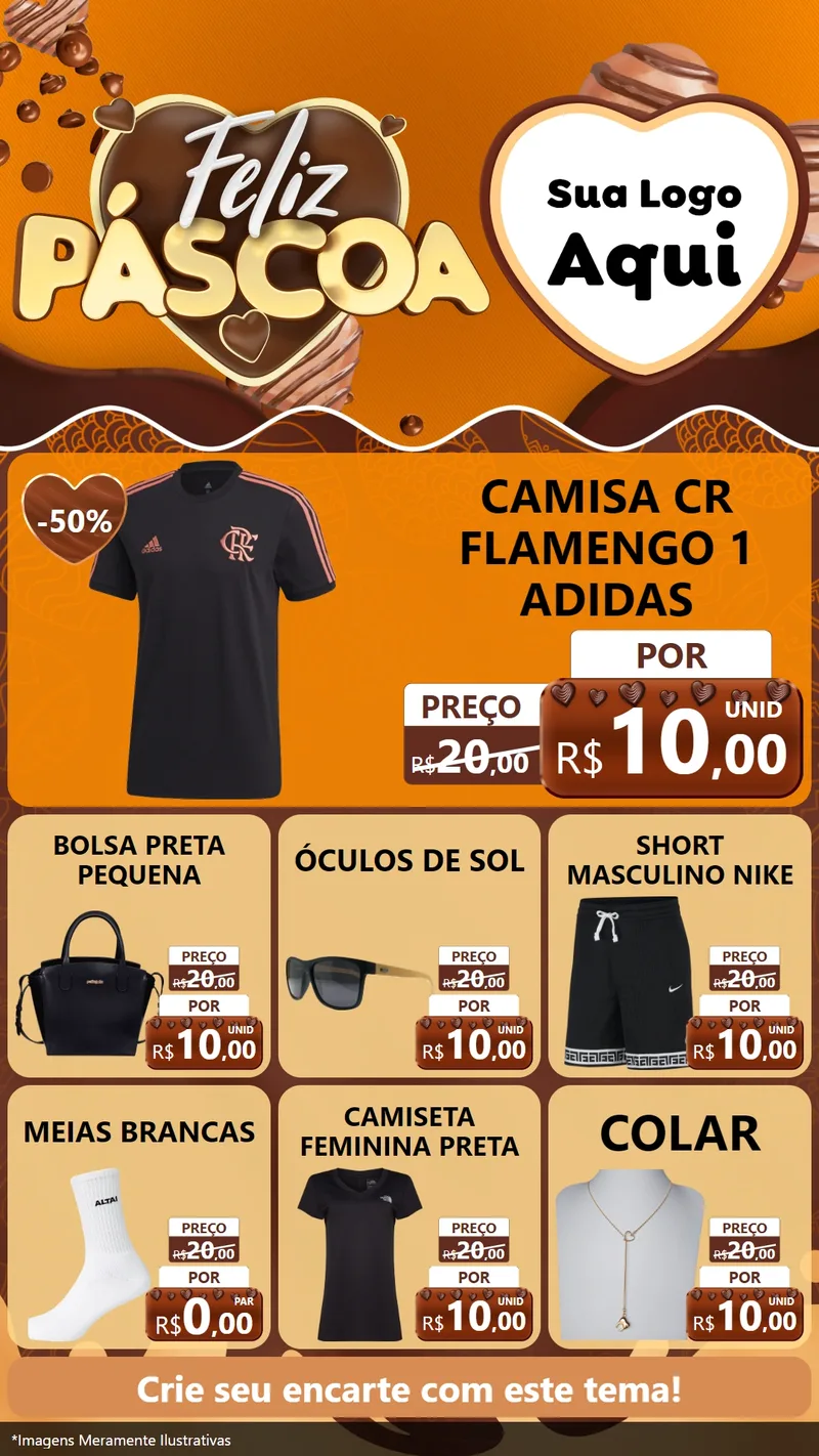 Modelo de Rede Social para Stories com o tema Feliz Páscoa para Roupas e acessórios