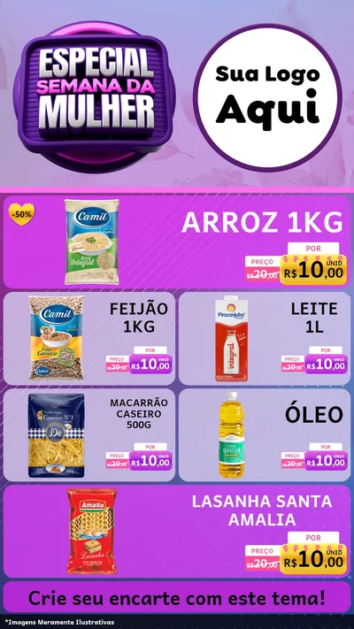 Modelo de TV para TV Vertical com o tema Especial Semana da Mulher para Supermercado