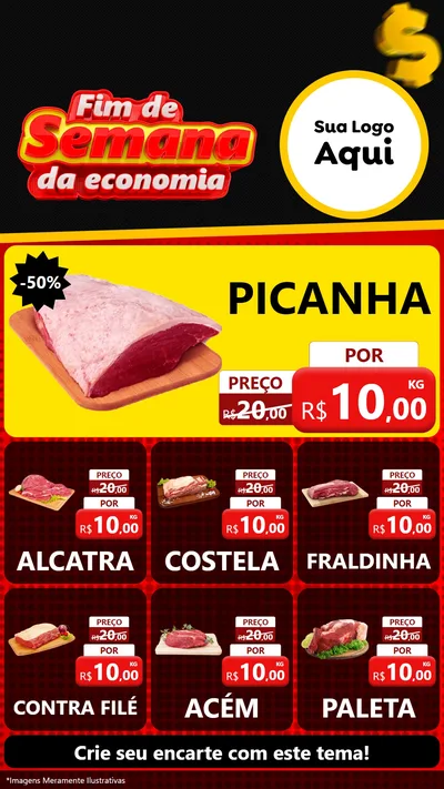 Modelo de Rede Social para Stories com o tema Fim de Semana da Economia para Açougue