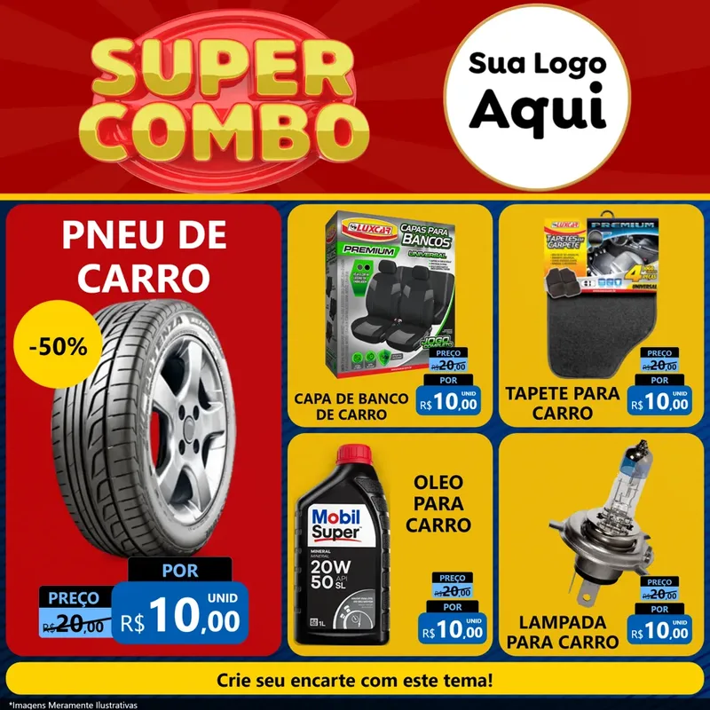 Modelo de Rede Social para Feed Facebook com o tema Super Combo para Auto peças