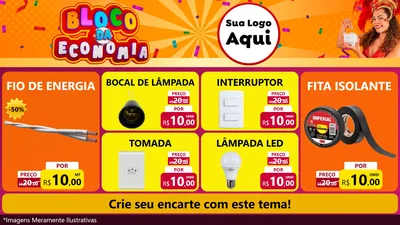 Modelo de TV para TV Horizontal com o tema Bloco da Economia para Materiais Elétricos