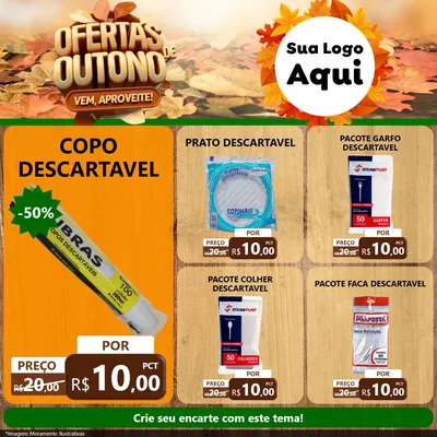 Modelo de Rede Social para Feed Facebook com o tema Ofertas de Outono - Vem, Aproveite! para Embalagens