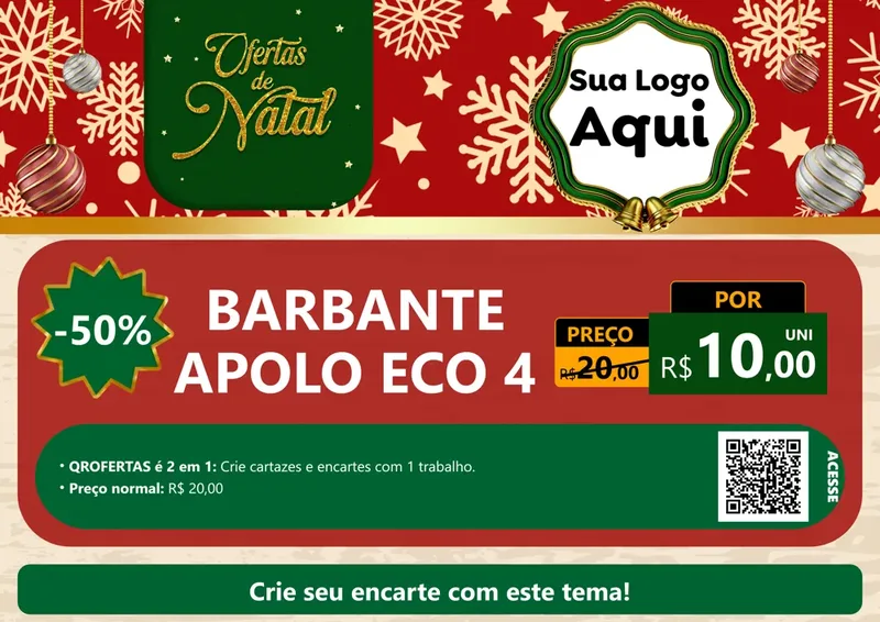 Modelo de Cartaz para Cartaz A4 Horizontal com o tema Natal de Ofertas para Armarinho e Aviamentos