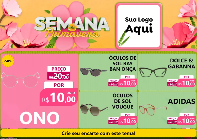 Modelo de Encarte para Encarte A4 Horizontal com o tema Semana da Primavera para Óticas