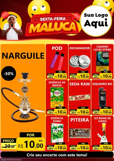 Modelo de Encarte para Encarte A4 Vertical com o tema Sexta-feira Maluca para Tabacaria