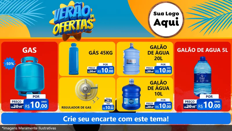 Modelo de TV para TV Horizontal com o tema Verão de Ofertas para Água e gás