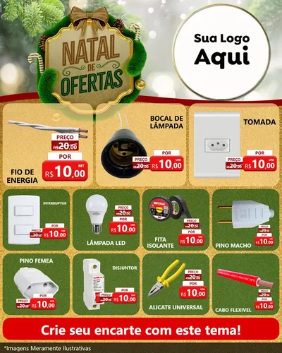 Modelo de Rede Social para Feed Instagram com o tema Ofertas de Natal para Materiais Elétricos