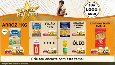 Modelo de TV para TV Horizontal com o tema Ofertas Fim de Ano para Supermercado