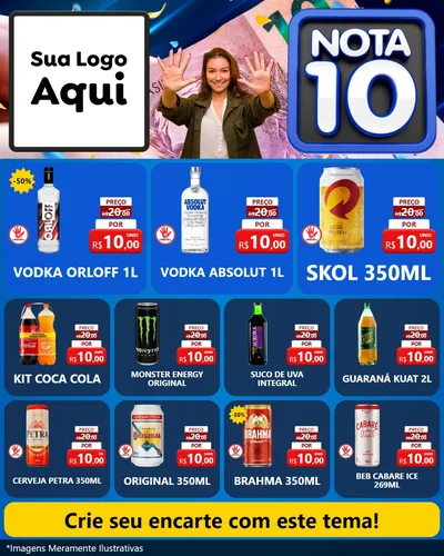 Modelo de Rede Social para Feed Instagram com o tema Nota 10 para Distribuidora de bebidas
