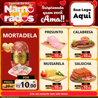 Modelo de Rede Social para Feed Facebook com o tema Especial Dia dos Namorados para Frios e Laticínios