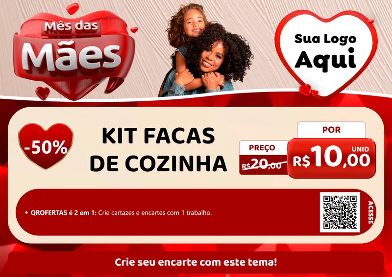 Modelo de Cartaz para Cartaz A4 Horizontal com o tema Mês das Mães para Utilidades Domésticas