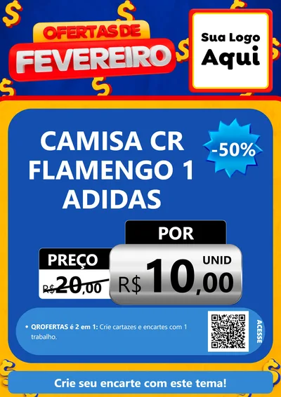 Modelo de Cartaz para Cartaz A4 Vertical com o tema Ofertas de Fevereiro para Roupas e acessórios
