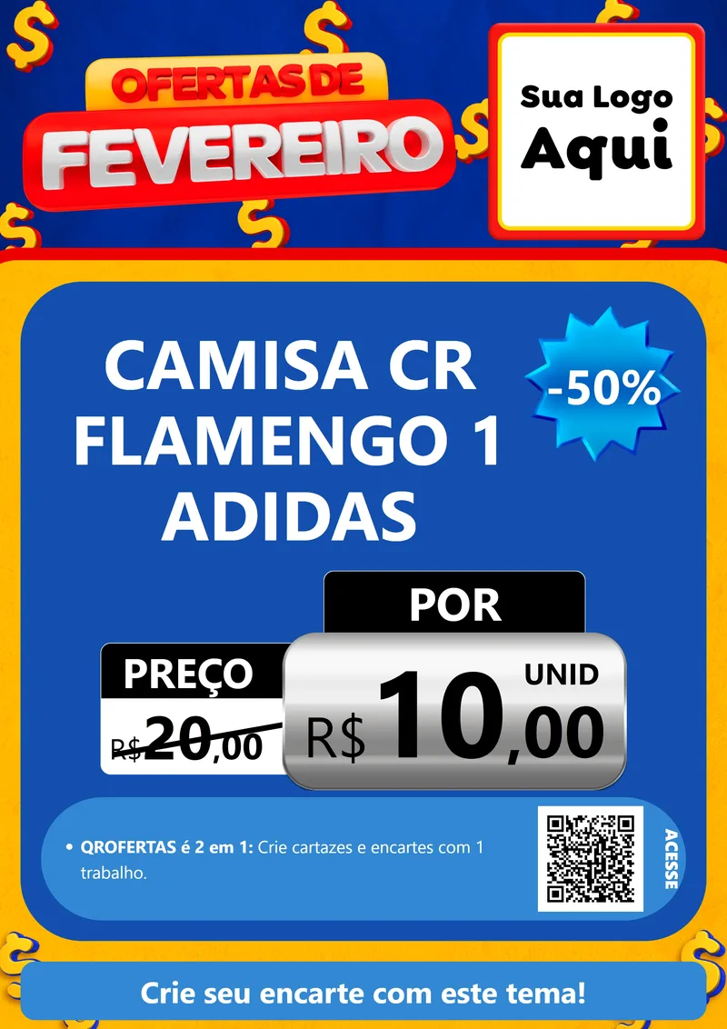 Modelo de Cartaz para Cartaz A4 Vertical com o tema Ofertas de Fevereiro para Roupas e acessórios