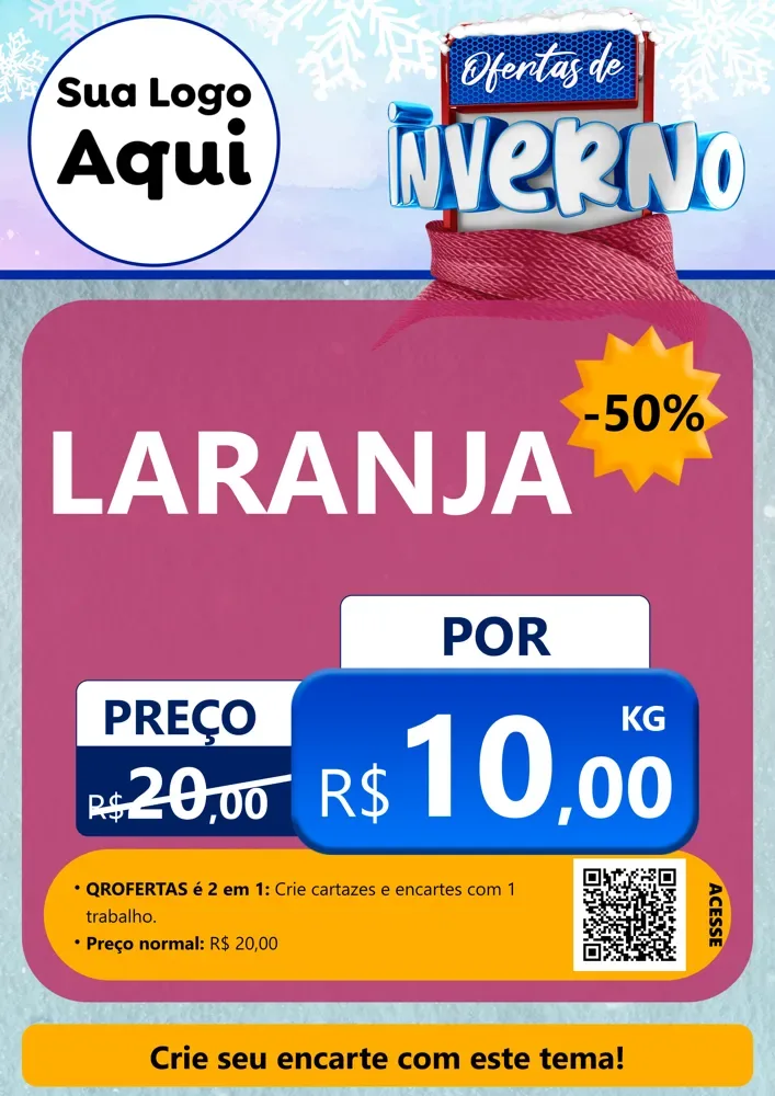 Modelo de Cartaz para Cartaz A4 Vertical com o tema Ofertas de Inverno para Hortifrúti