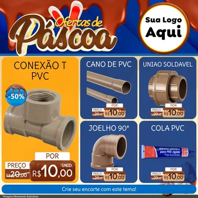 Modelo de Rede Social para Feed Facebook com o tema Ofertas de Páscoa para Tubos e conexões