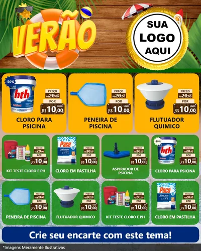 Modelo de Rede Social para Feed Instagram com o tema Verão para Produtos para Piscina