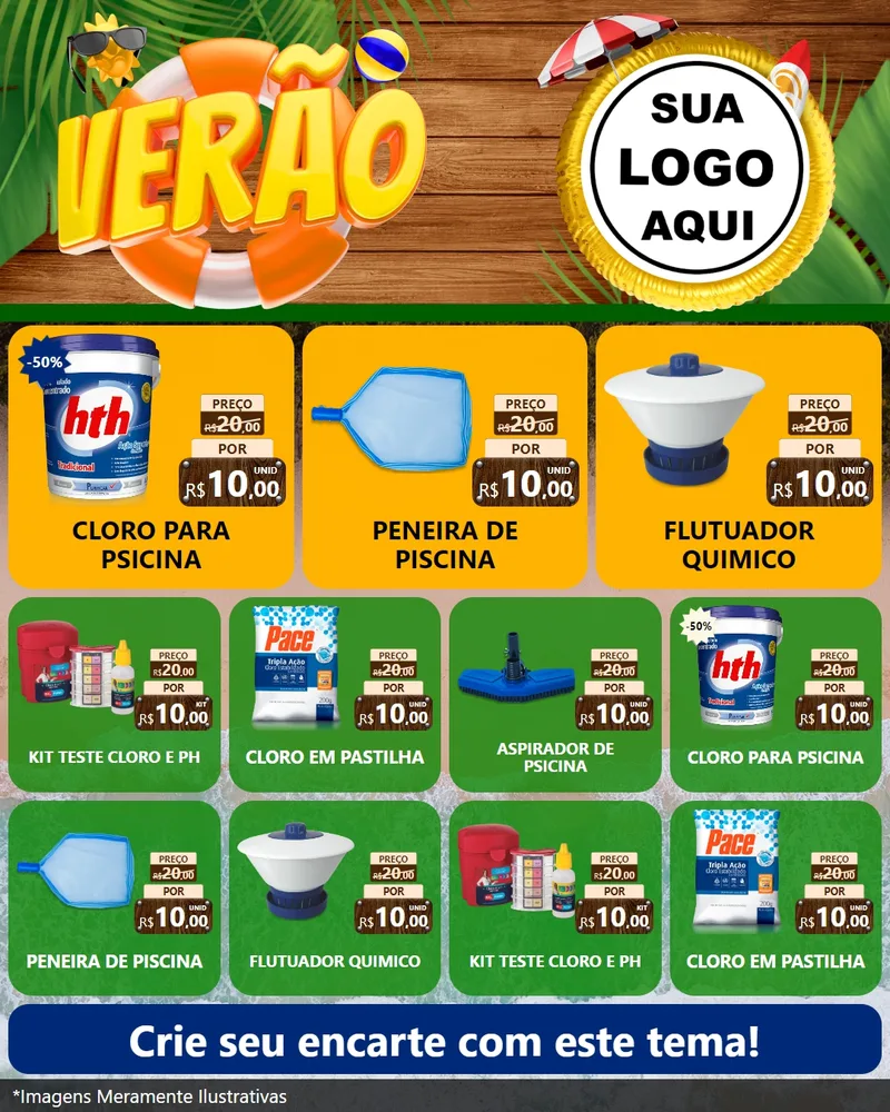 Modelo de Rede Social para Feed Instagram com o tema Verão para Produtos para Piscina