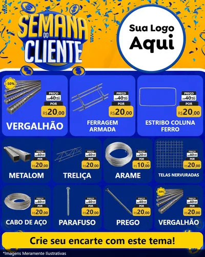 Modelo de Rede Social para Feed Instagram com o tema Semana do Cliente para Ferragens