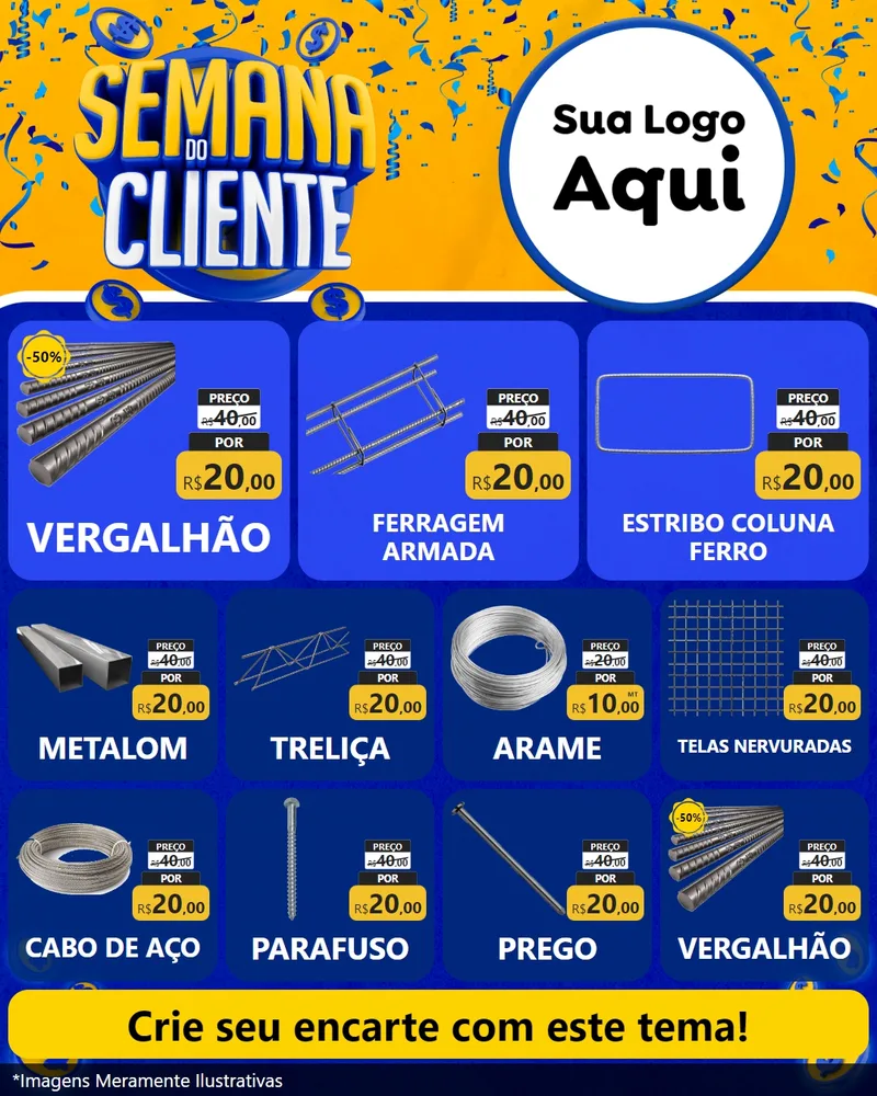 Modelo de Rede Social para Feed Instagram com o tema Semana do Cliente para Ferragens