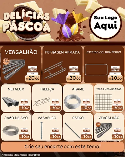 Modelo de Rede Social para Feed Instagram com o tema Delícias de Páscoa para Ferragens