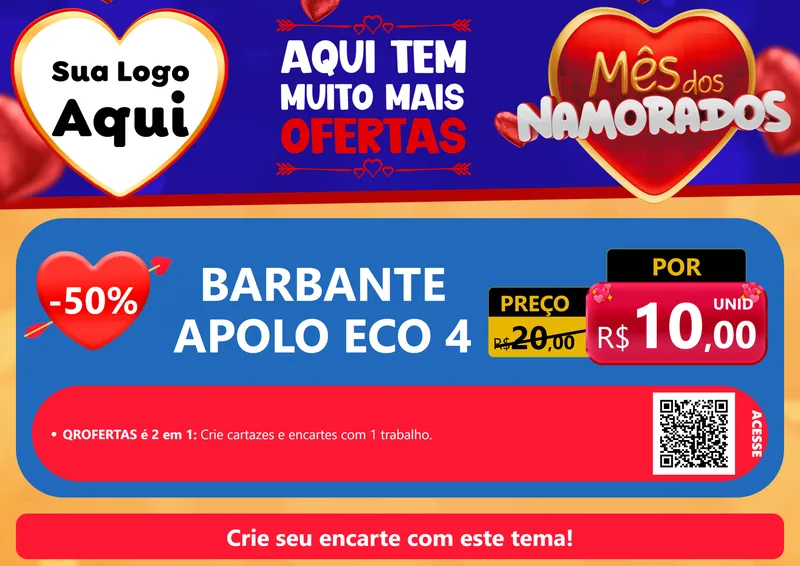 Modelo de Cartaz para Cartaz A4 Horizontal com o tema Mês dos Namorados para Armarinho e Aviamentos