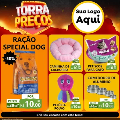 Modelo de Rede Social para Feed Facebook com o tema Torra Preços para Pet Shop