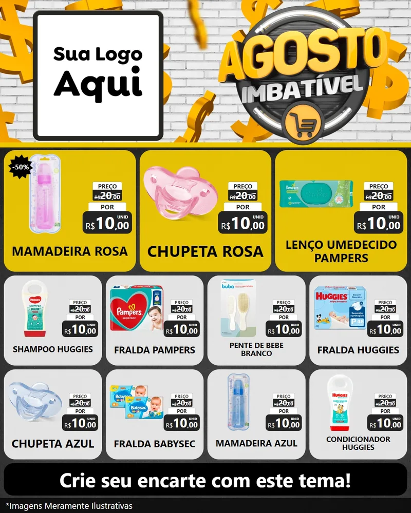 Modelo de Rede Social para Feed Instagram com o tema Agosto imbatível para Bebês