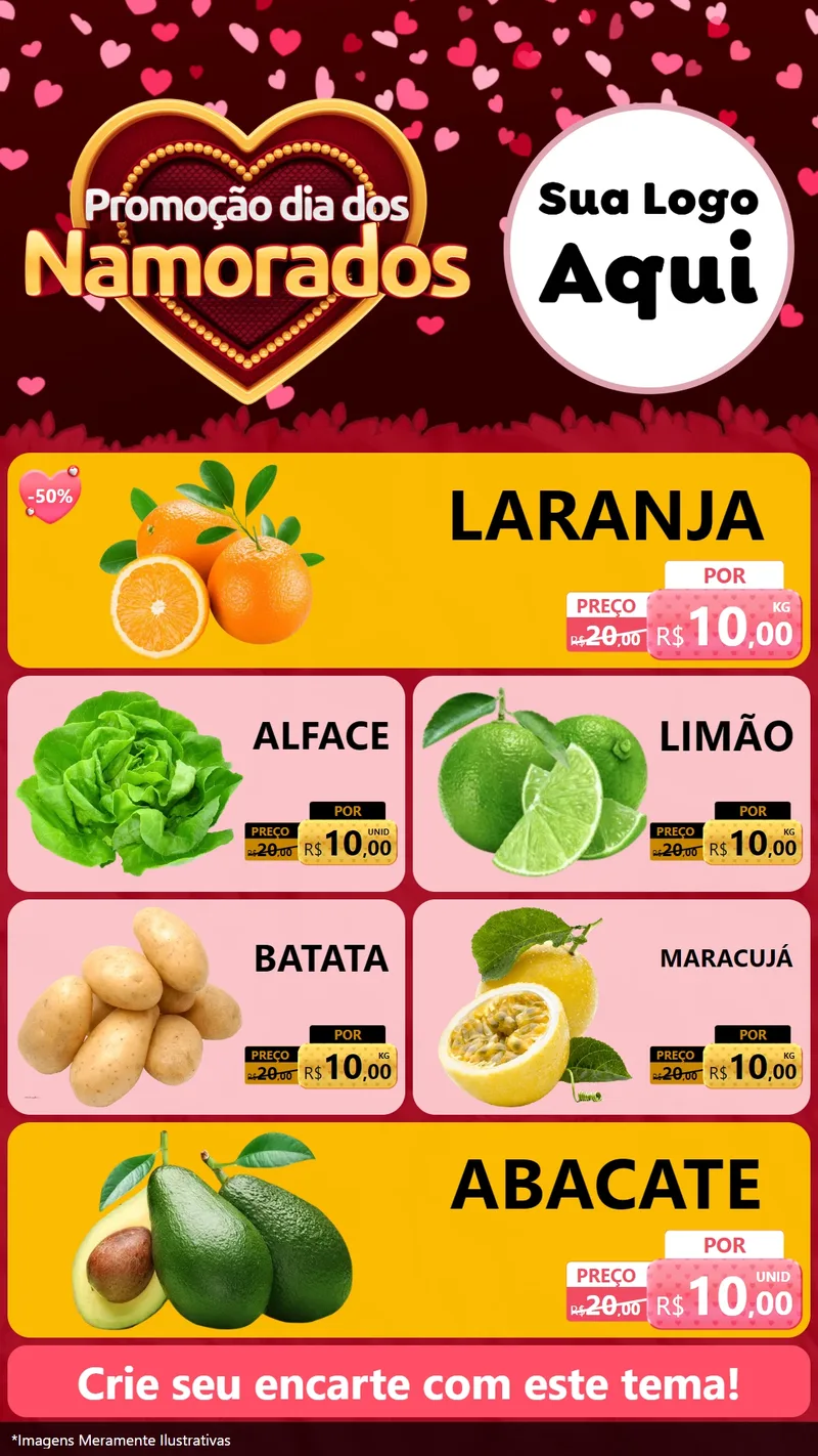 Modelo de TV para TV Vertical com o tema Promoção Dia Dos Namorados para Hortifrúti