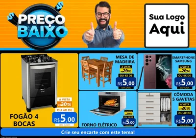 Modelo de Encarte para Encarte A4 Horizontal com o tema Preço Baixo para Móveis e Eletro