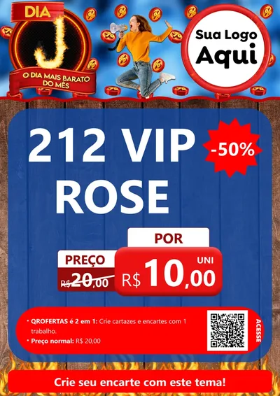 Modelo de Cartaz para Cartaz A4 Vertical com o tema Dia J - O Dia Mais Barato Do Mês para Perfumes