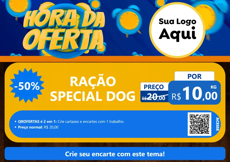 Modelo de Cartaz para Cartaz A4 Horizontal com o tema Hora da Oferta para Pet Shop
