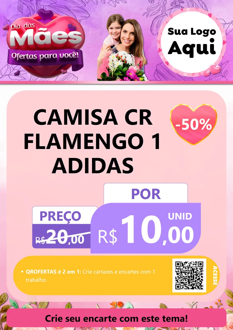 Modelo de Cartaz para Cartaz A4 Vertical com o tema Dia das Mães Ofertas para Você! para Roupas e acessórios