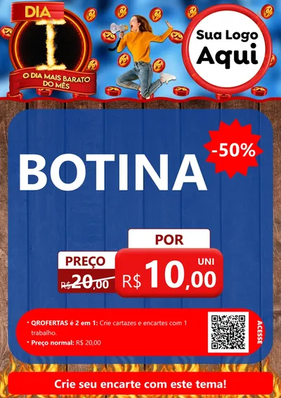 Modelo de Cartaz para Cartaz A4 Vertical com o tema Dia I - O Dia Mais Barato Do Mês para Agropecuária