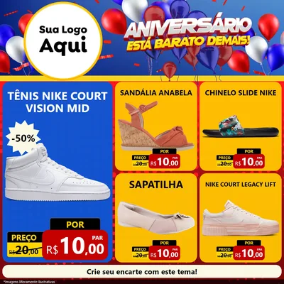 Modelo de Rede Social para Feed Facebook com o tema Aniversário para Calçados