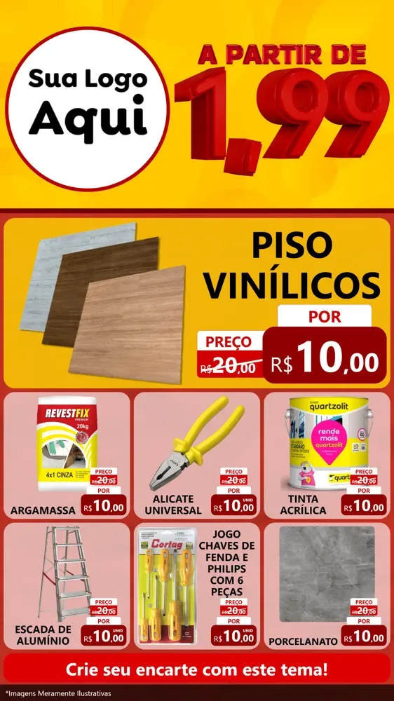 Modelo de Rede Social para Stories com o tema A Partir de Um e Noventa e Nove - 1,99 para Material para Construção