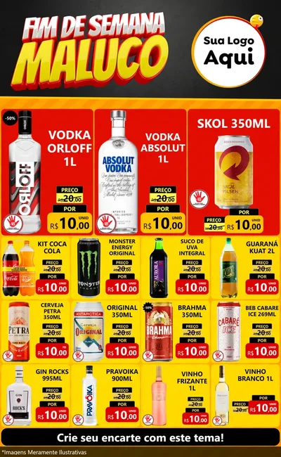 Modelo de Encarte para Encarte Grande com o tema Final de Semana Maluco para Distribuidora de bebidas