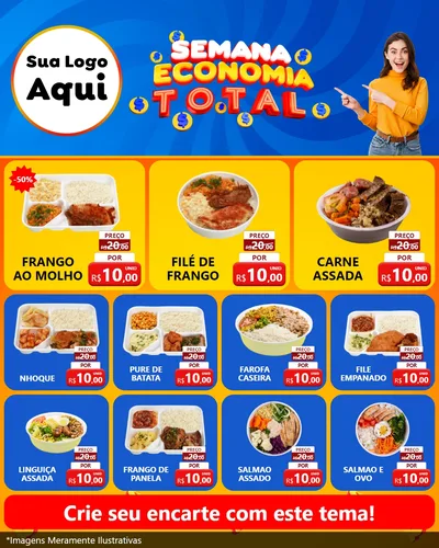 Modelo de Rede Social para Feed Instagram com o tema Semana Economia Total para Restaurante