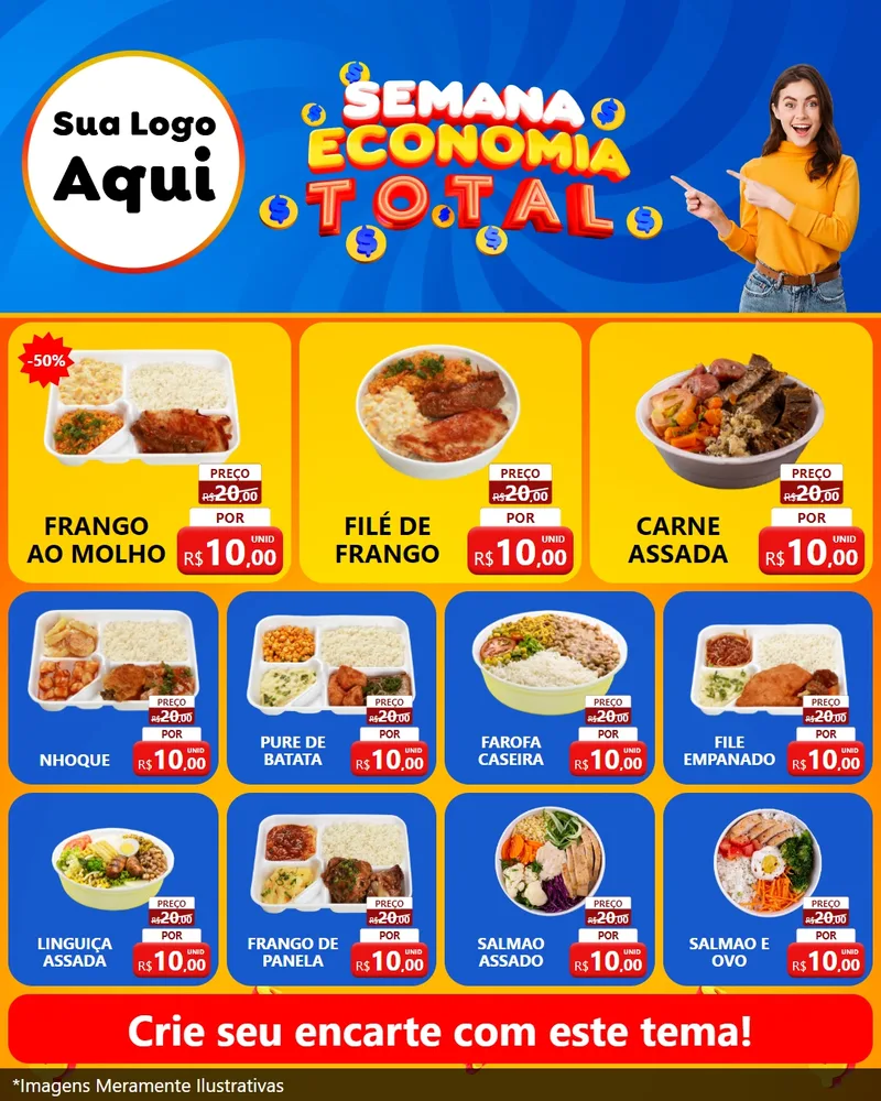 Modelo de Rede Social para Feed Instagram com o tema Semana Economia Total para Restaurante