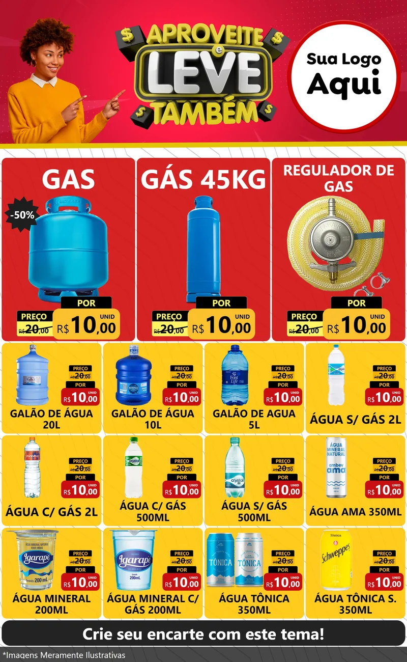 Modelo de Encarte para Encarte Grande com o tema Aproveite e Leve Também para Água e gás