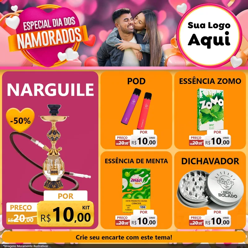 Modelo de Rede Social para Feed Facebook com o tema Especial Dia dos Namorados para Tabacaria