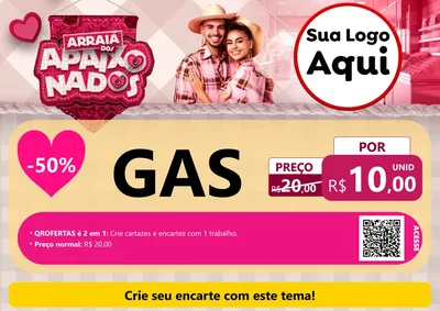 Modelo de Cartaz para Cartaz A4 Horizontal com o tema Arraiá dos Apaixonados - Junina para Água e gás