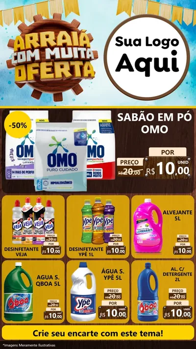 Modelo de Rede Social para Stories com o tema Ofertas de São João - Junina para Produtos de Limpeza